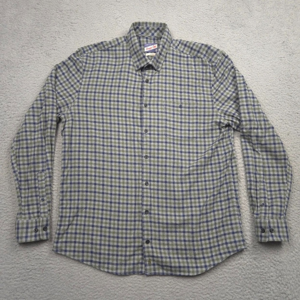 Johnnie-O Hangin' Out Dickens Flannel Shirt Men Large Plaid Green Blue